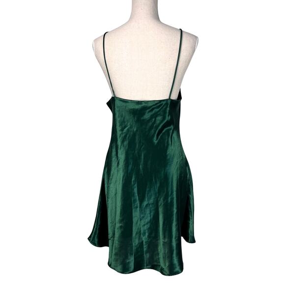 Satin and Beaux Vintage Emerald Green Satin Slip Dress 90s Y2K L - Picture 5 of 6